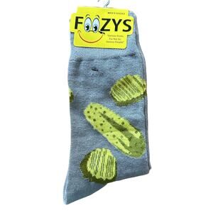 NWT Foozys Green Pickle Pattern Grey Socks Mens One Size Fits Most